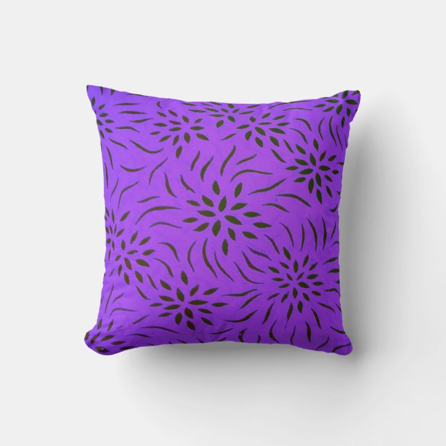 Floral Pattern Pillow for Home Decor I Purple (Front)