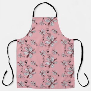 FLORAL PATTERN PINK BACKGROUND  APRON