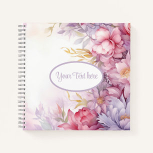 Floral pattern pink colour and cream notebook