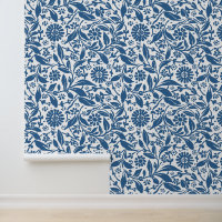 Floral Pattern Pretty Blue White Antique Look