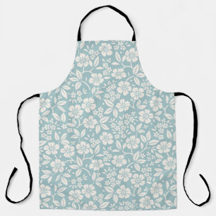 Floral pattern. Pretty flowers on grey blue backgr Apron