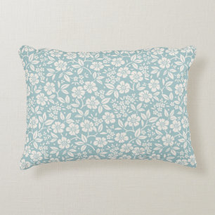 Floral pattern. Pretty flowers on grey blue backgr Decorative Cushion