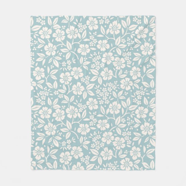 Floral pattern. Pretty flowers on grey blue backgr Fleece Blanket (Front)