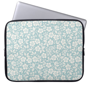 Floral pattern. Pretty flowers on grey blue backgr Laptop Sleeve