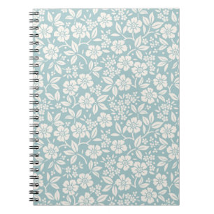 Floral pattern. Pretty flowers on grey blue backgr Notebook