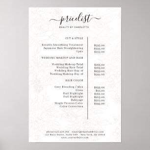 Floral Pattern Price List Poster