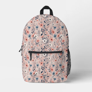 Floral pattern printed backpack