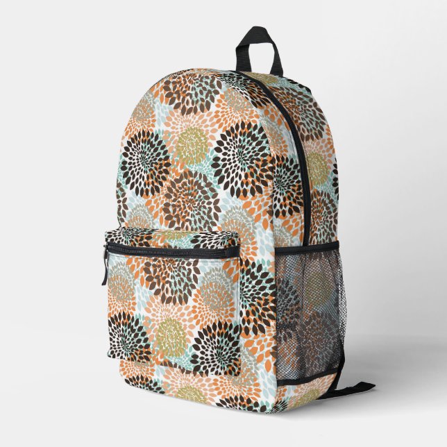 Floral Pattern Printed Backpack (Back Corner Right)