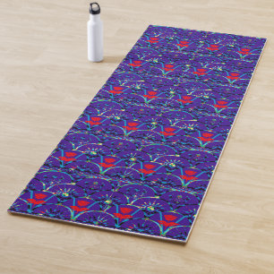 Floral Pattern   Purple and Red   Flowers Yoga Mat
