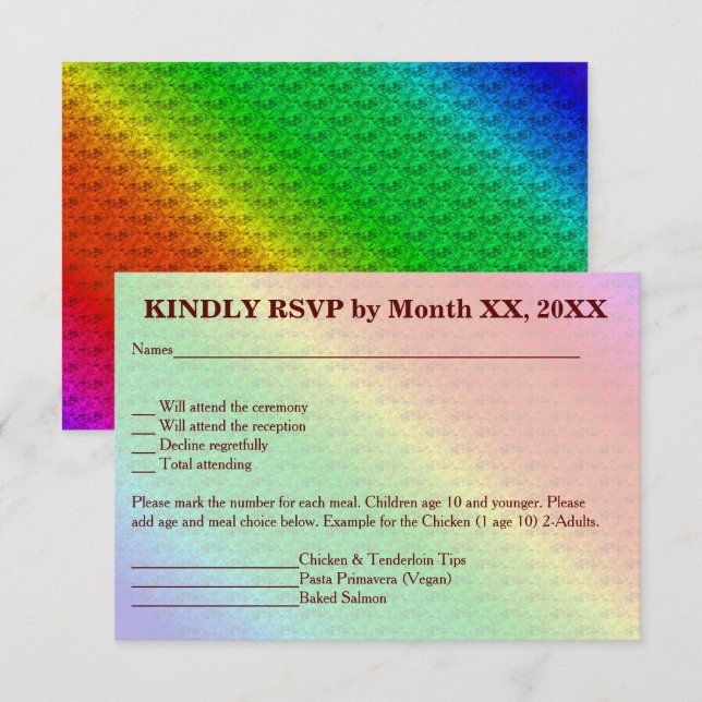 Floral Pattern Rainbow Autumn Wedding Invitation (Front/Back)