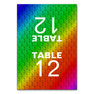 Floral Pattern Rainbow Autumn Wedding Table Number
