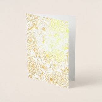 FLORAL PATTERN REAL GOLD FOIL PRINT CARD