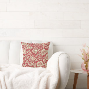 Floral Pattern red and cream ivory colours, Cushion