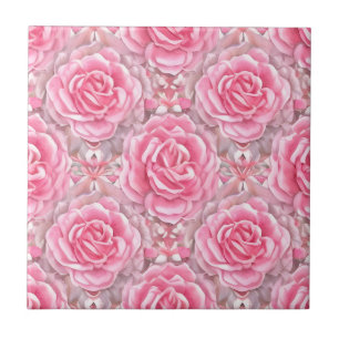 Floral Pattern Rose Flowers Ceramic Tile