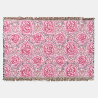 Floral Pattern Rose Flowers Throw Blanket