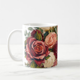 floral pattern roses coffee mug