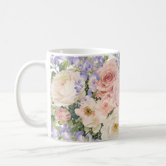 floral pattern roses coffee mug (Left)