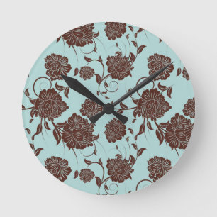 Floral Pattern Round Clock