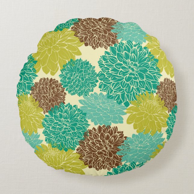 Floral Pattern Round Cushion (Front)
