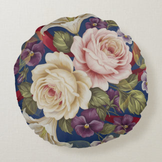 Floral Pattern Round Cushion
