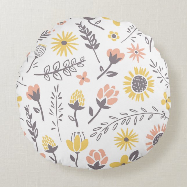 Floral pattern round pillow (Front)
