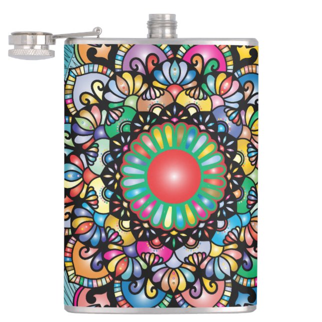 Floral Pattern Royalty Vinyl Wrapped Flask (Opened)