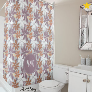 Floral Pattern Sapphic Lesbian Flag Monogram Shower Curtain
