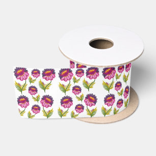 Floral pattern satin ribbon