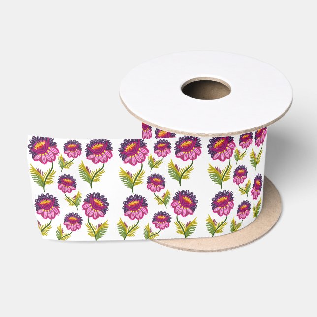Floral pattern satin ribbon (Spool)