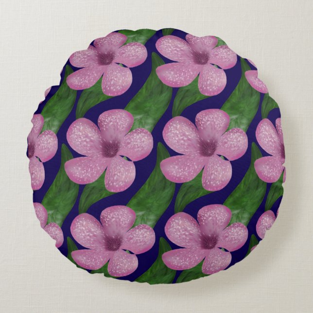  Floral Pattern Seamless Botanical Aesthetic Round Cushion (Front)