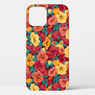 Floral pattern seamless retro. Anemones iPhone 12 Case