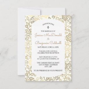 Floral Pattern Sepia - 3X5 Mariage Announcement