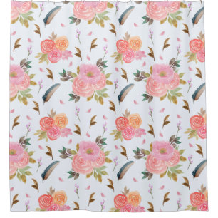 Floral pattern shower curtain