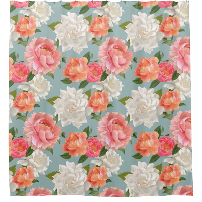 Floral Pattern Shower Curtain (Front)