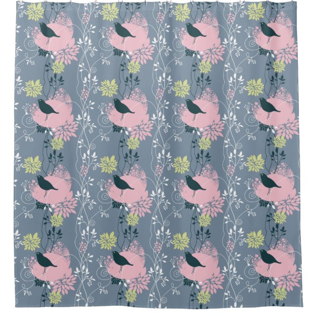 Floral Pattern Shower Curtain (Front)