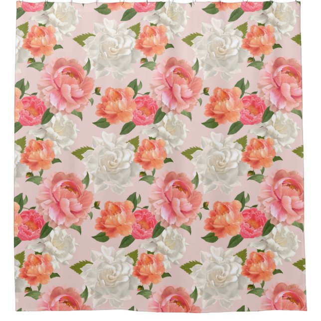 Floral Pattern Shower Curtain (Front)