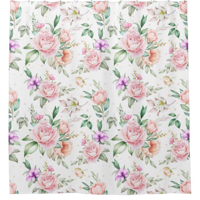 Floral Pattern Shower Curtain (Front)