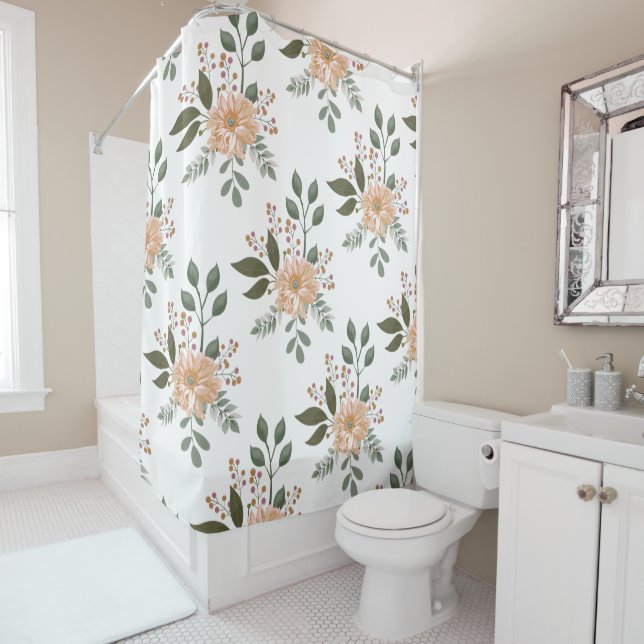 Floral Pattern Shower Curtain (In Situ)