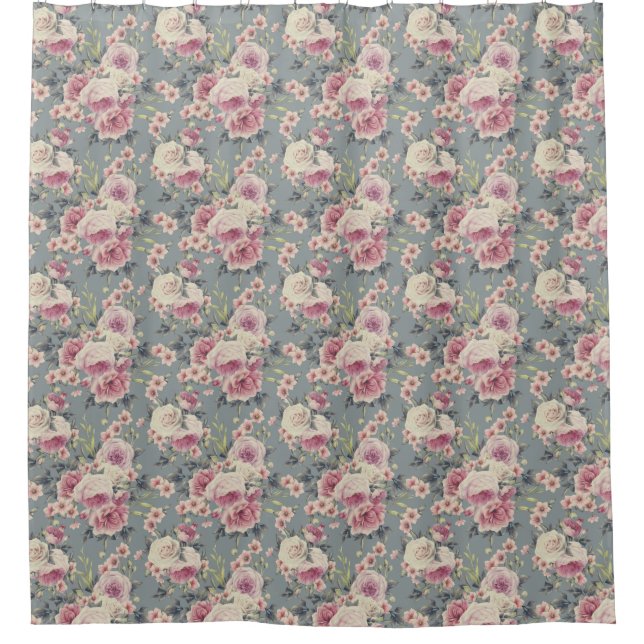Floral Pattern Shower Curtain (Front)