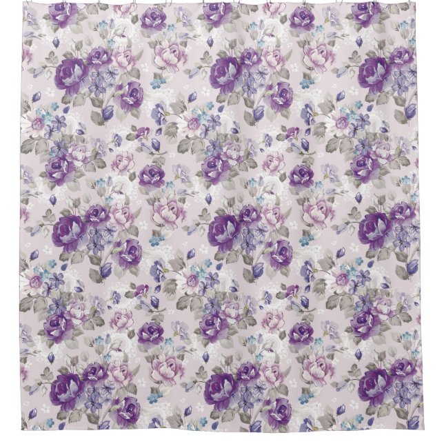 Floral Pattern Shower Curtain (Front)