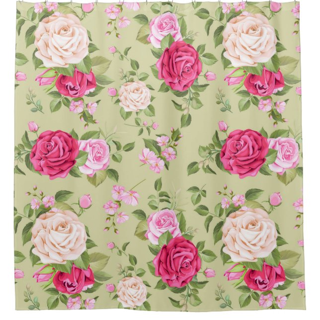 Floral Pattern Shower Curtain (Front)
