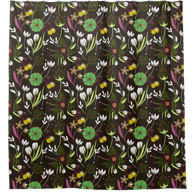 Floral Pattern Shower Curtain (Front)