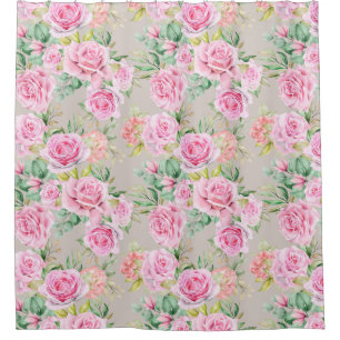 Floral pattern shower curtain