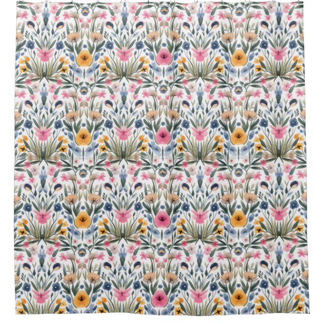 Floral pattern shower curtain (Front)