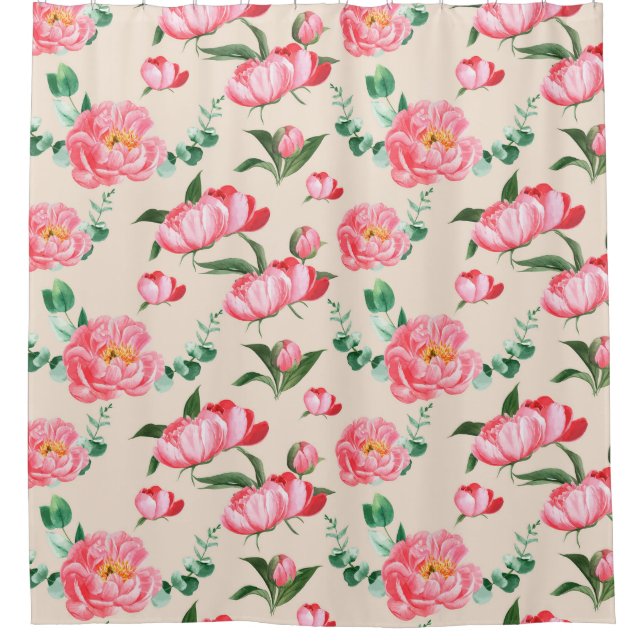 Floral Pattern Shower Curtain (Front)