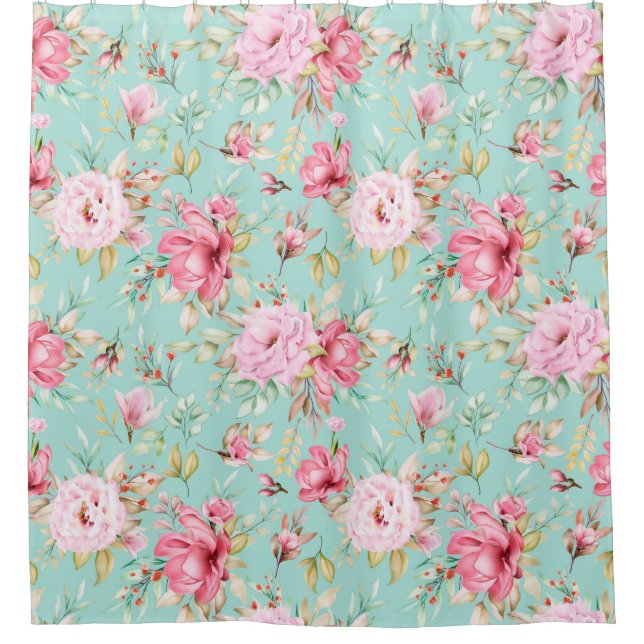 Floral pattern  shower curtain (Front)