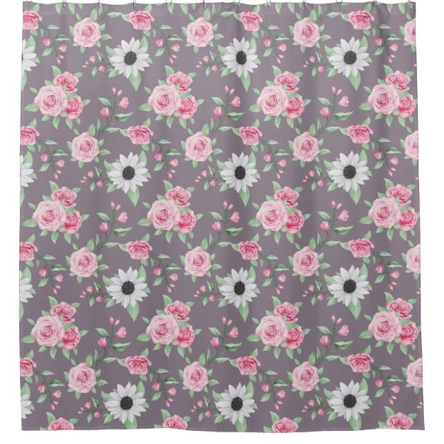 Floral Pattern Shower Curtain (Front)