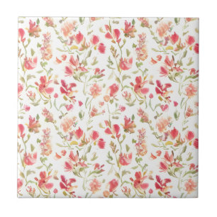 Floral Pattern Snapdragon Flowers Ceramic Tile