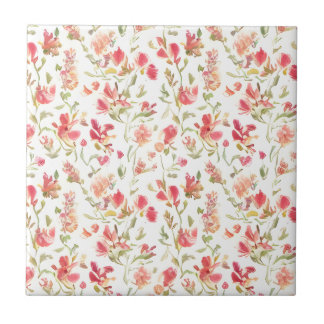 Floral Pattern Snapdragon Flowers Ceramic Tile
