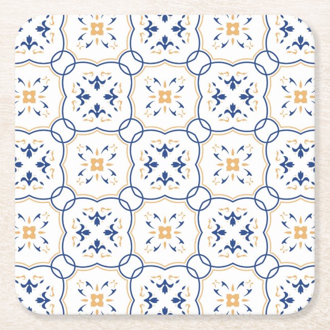 Floral Pattern Square Paper Coaster (Front)